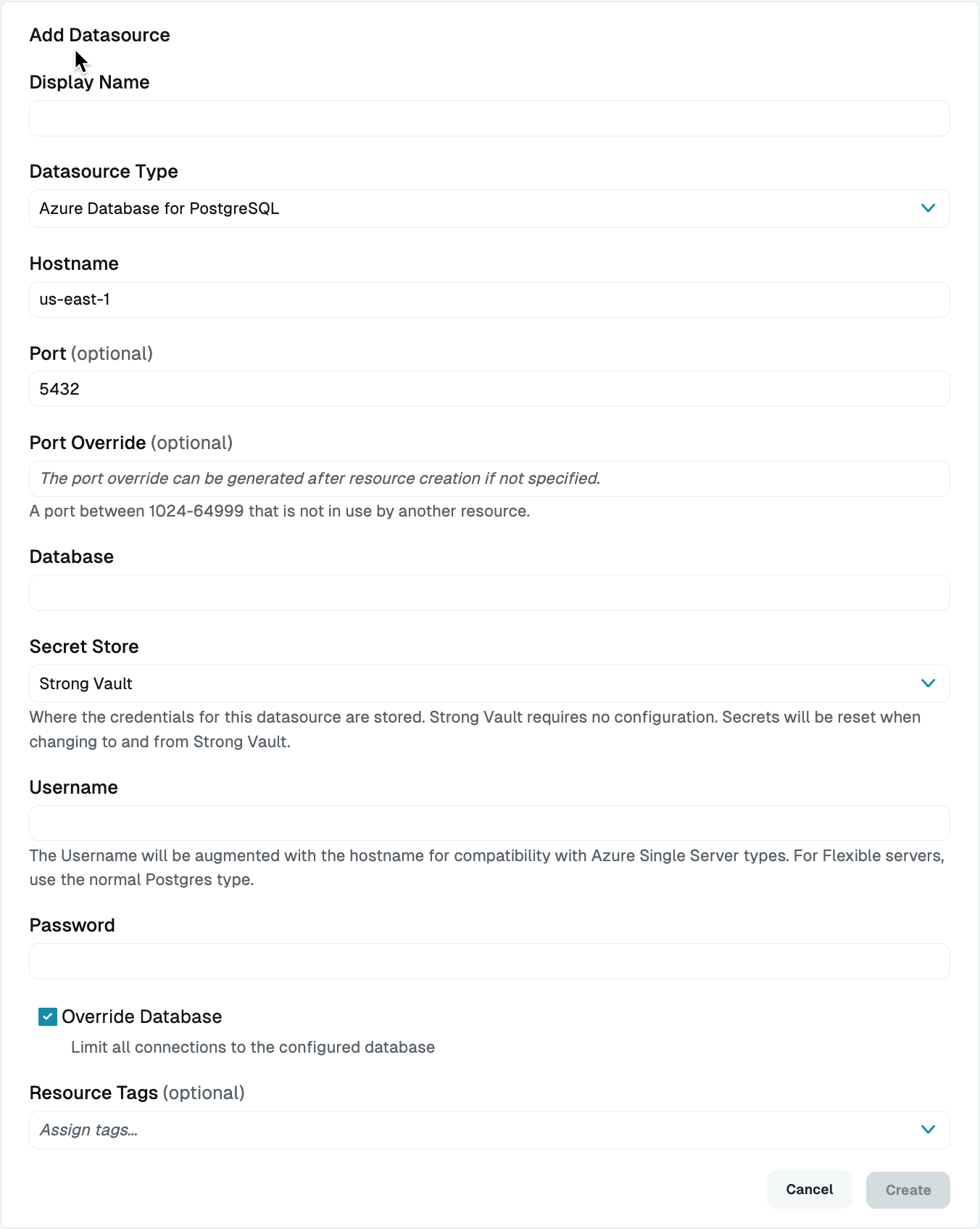 Add Azure PostgreSQL Datasource