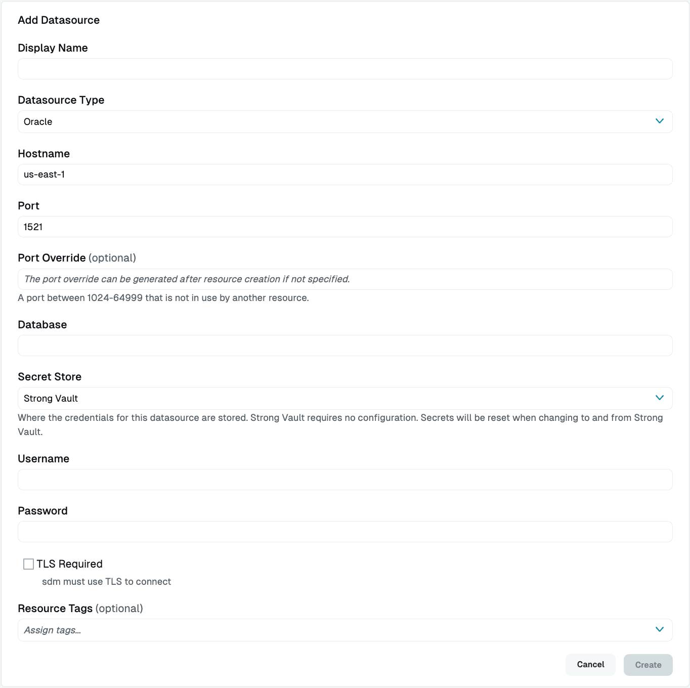 Add Oracle Datasource