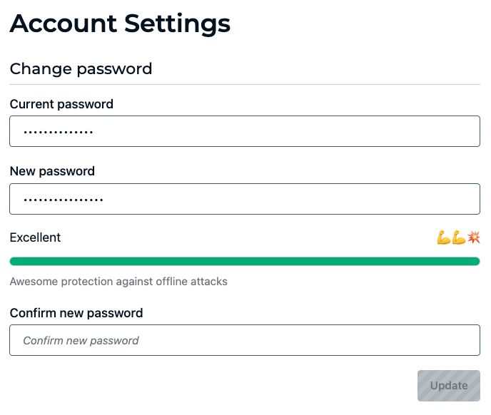 Admin UI Account Settings
