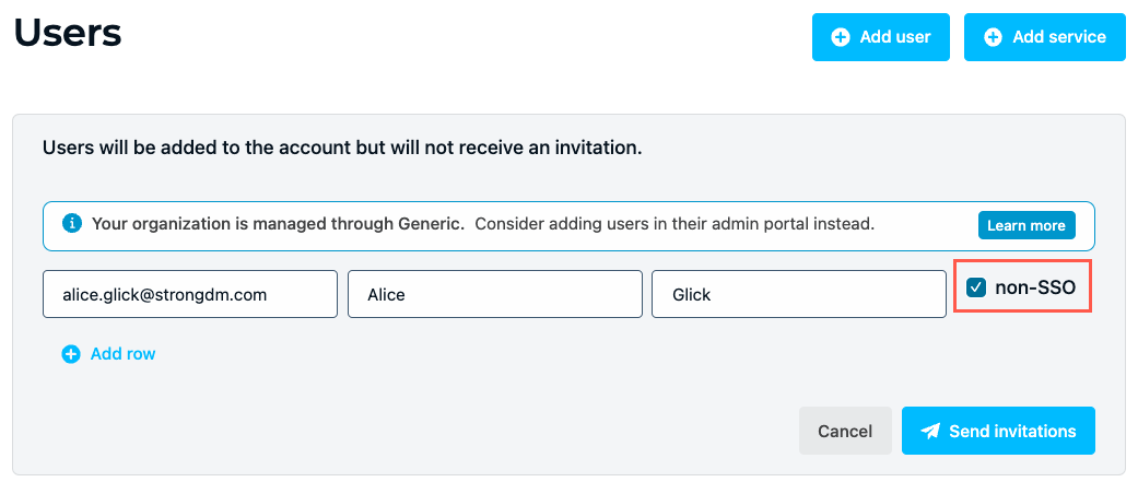Example of How to Add a Non-SSO User in Admin UI