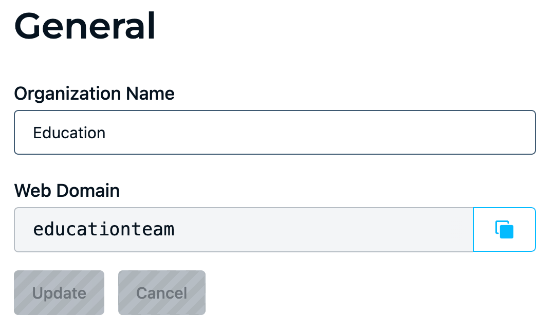 Admin UI General Settings > Web Domain