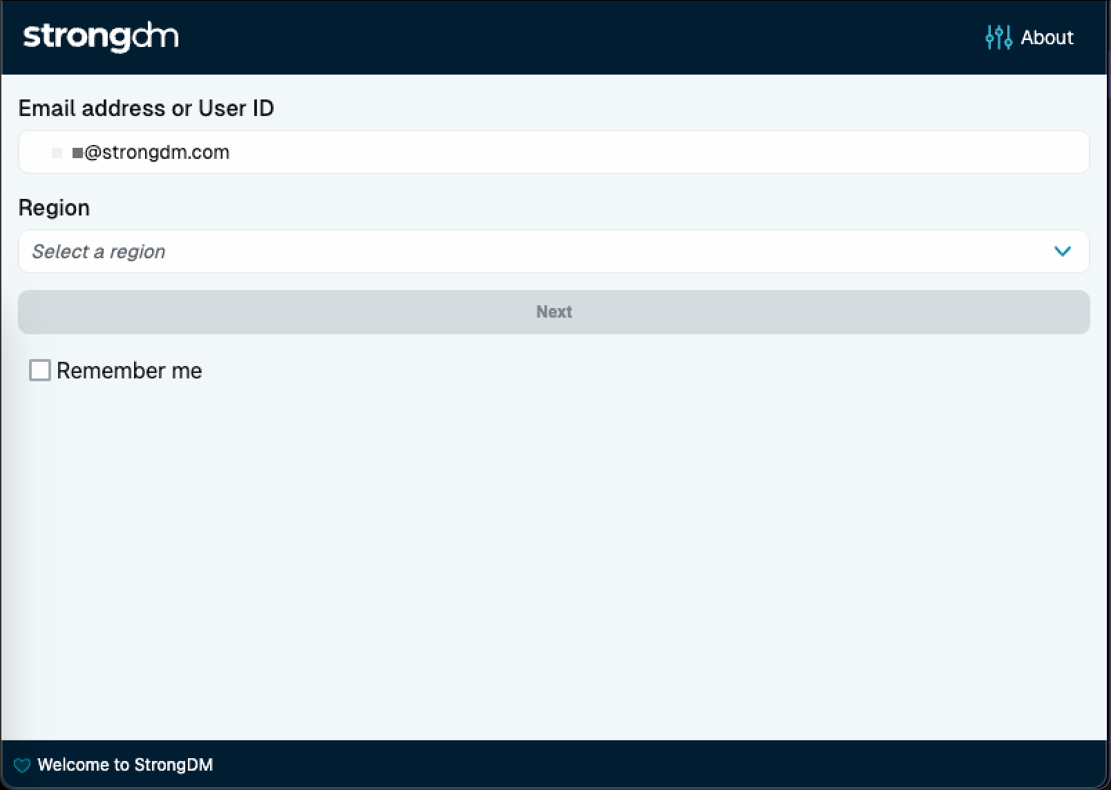 Desktop App Login Screen Showing the Region Field