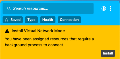 Install Virtual Network Mode Message