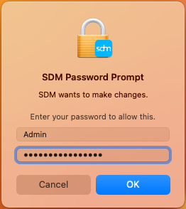 SDM Password Prompt