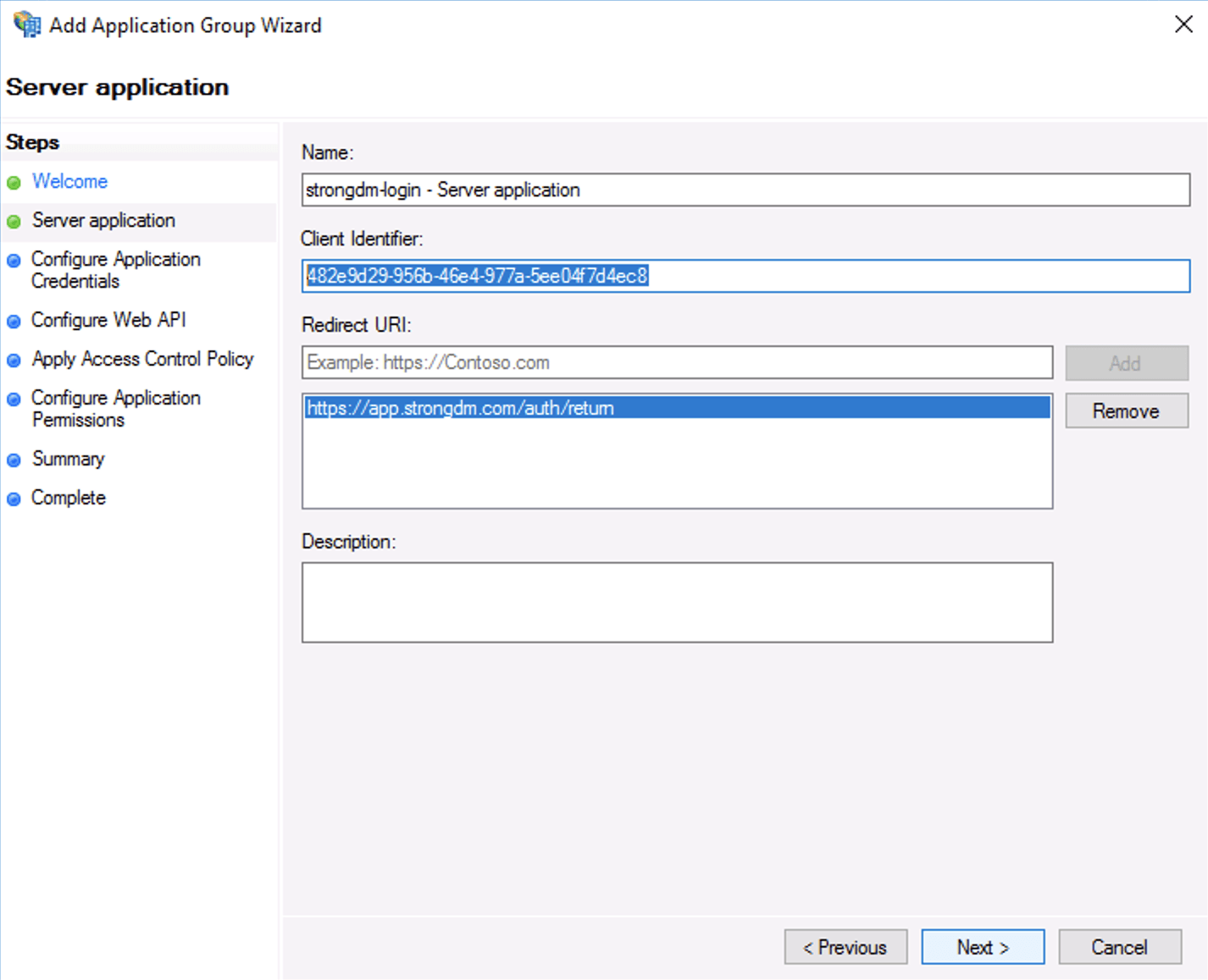 Configure Client Identifier and Redirect URI