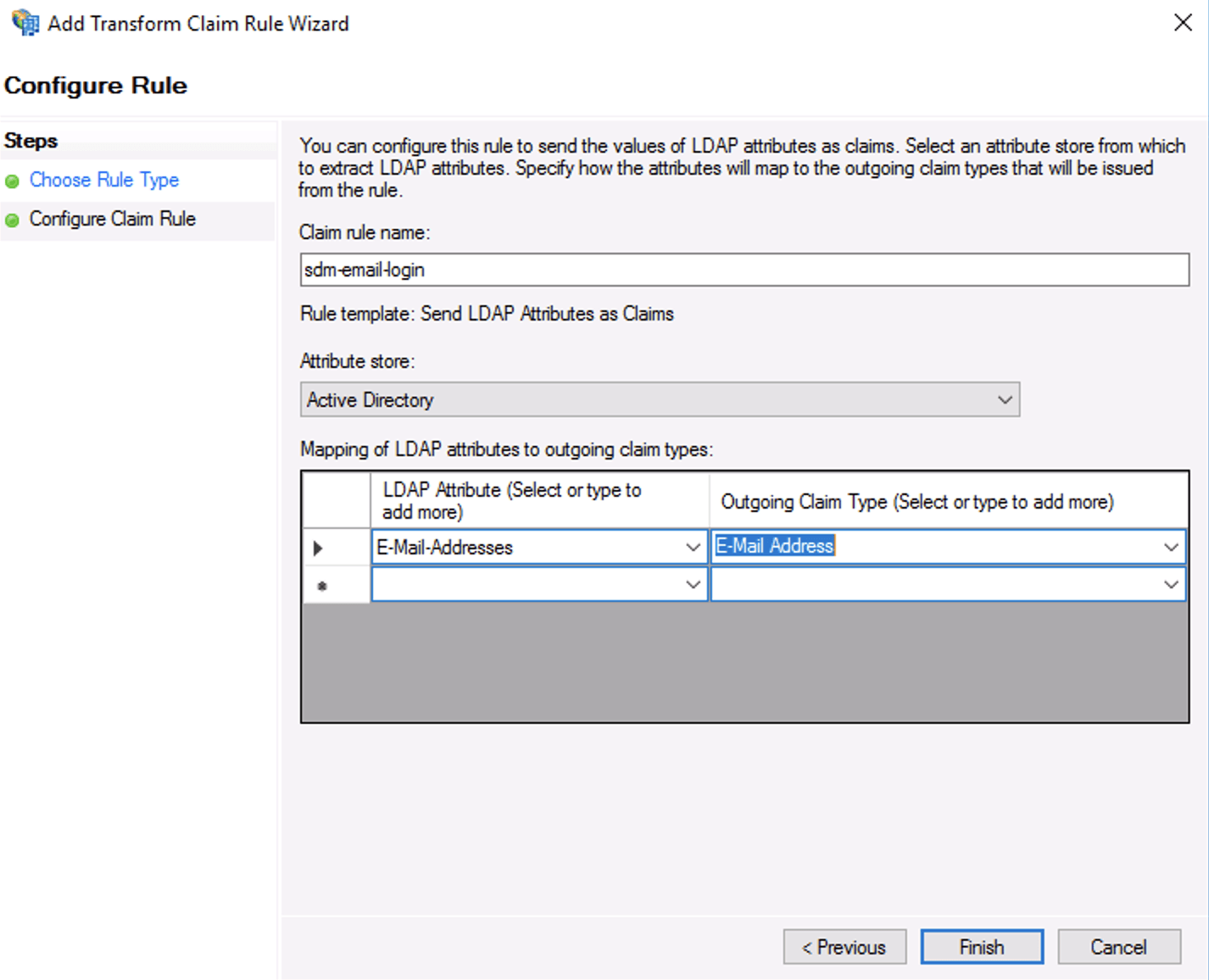 Map E-Mail-Addresses LDAP Attribute to Outgoing Claim