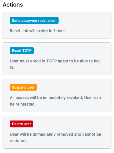 Reset TOTP for a User From the User Details Page
