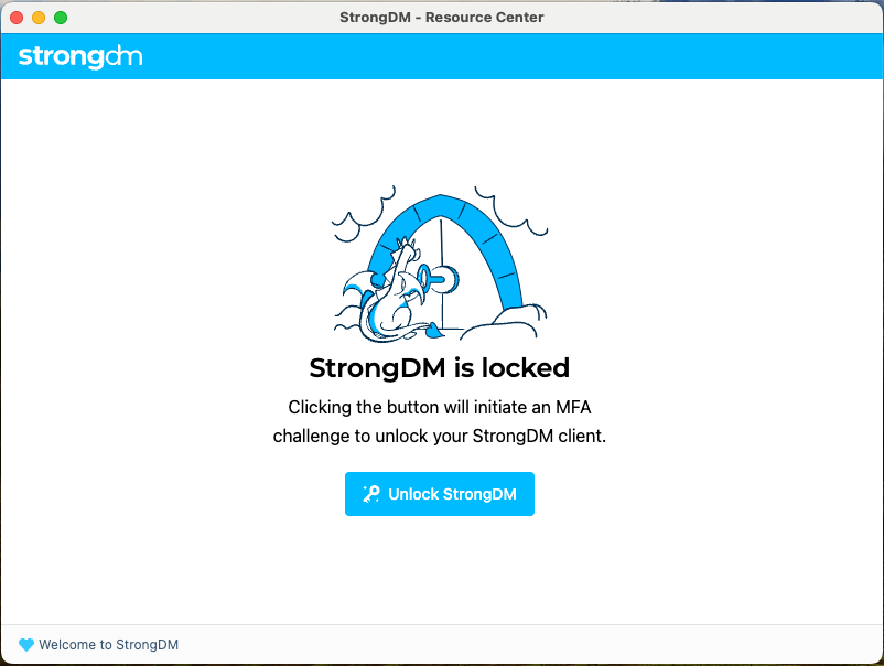 Desktop App Showing Unlock StrongDM Button
