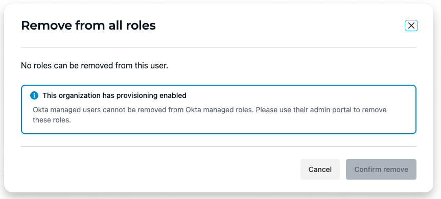 Message Indicating Users Can't Be Removed from Roles