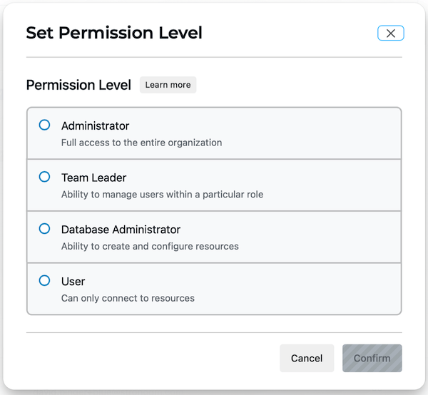 Set permission level