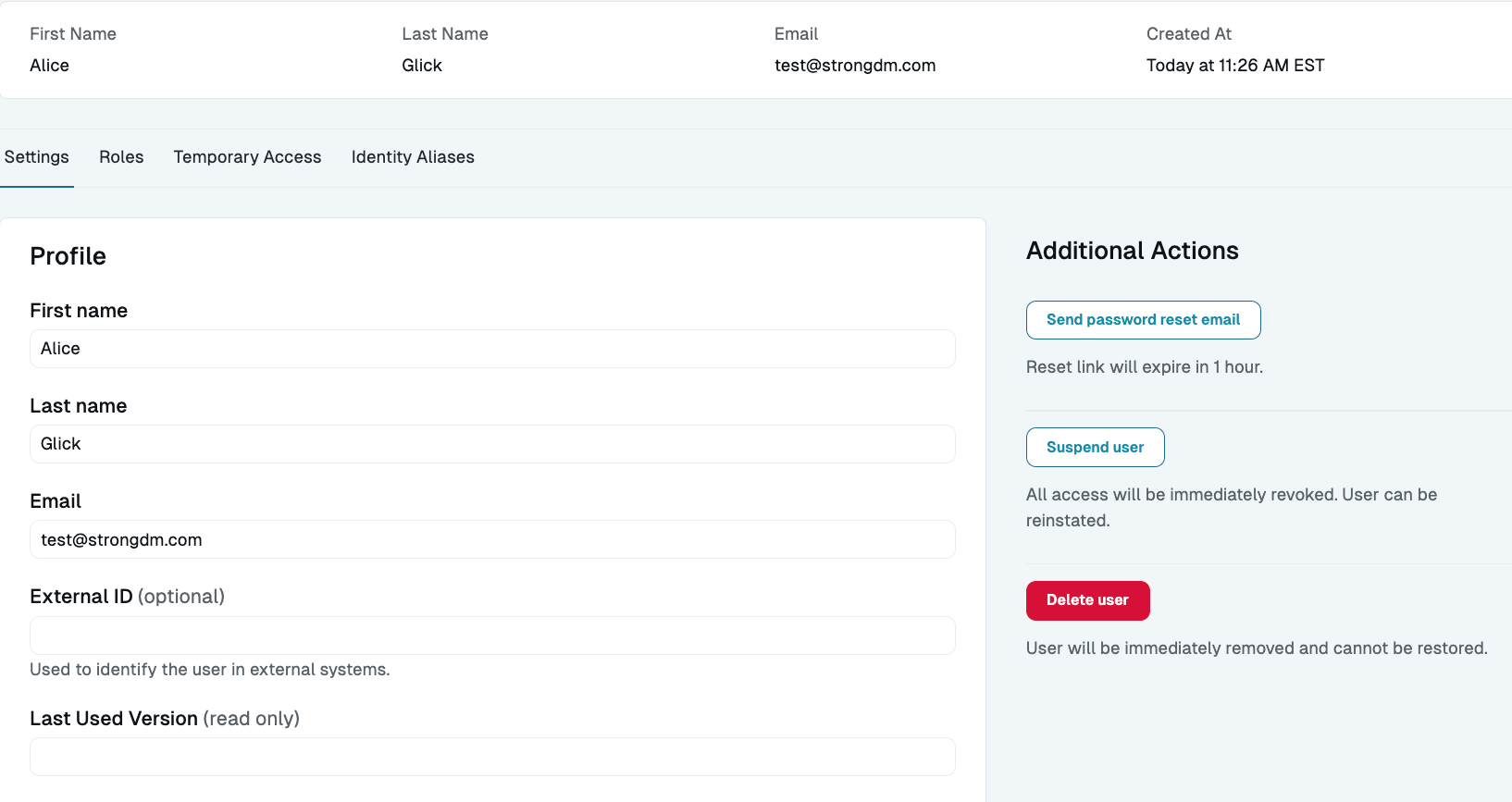 User Details Page - Profile Section