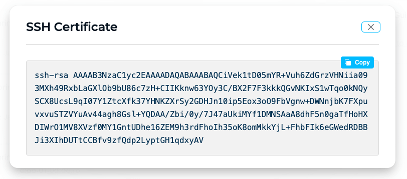 Example SSH Certificate Dialog