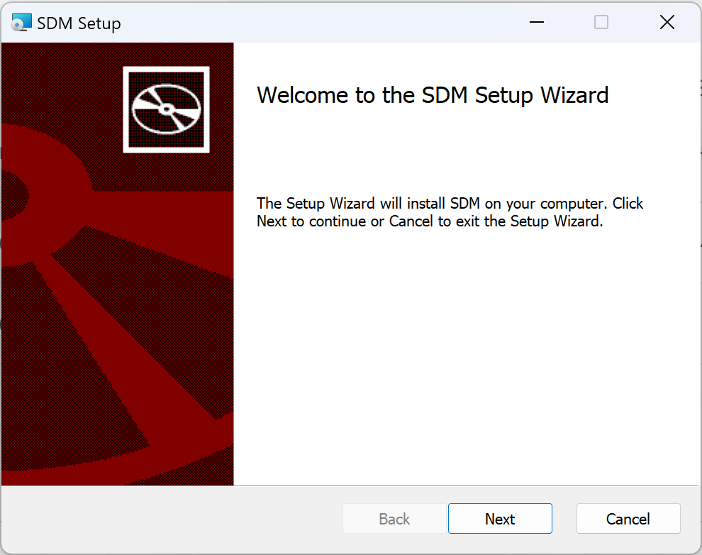 SDM Setup Wizard > Welcome