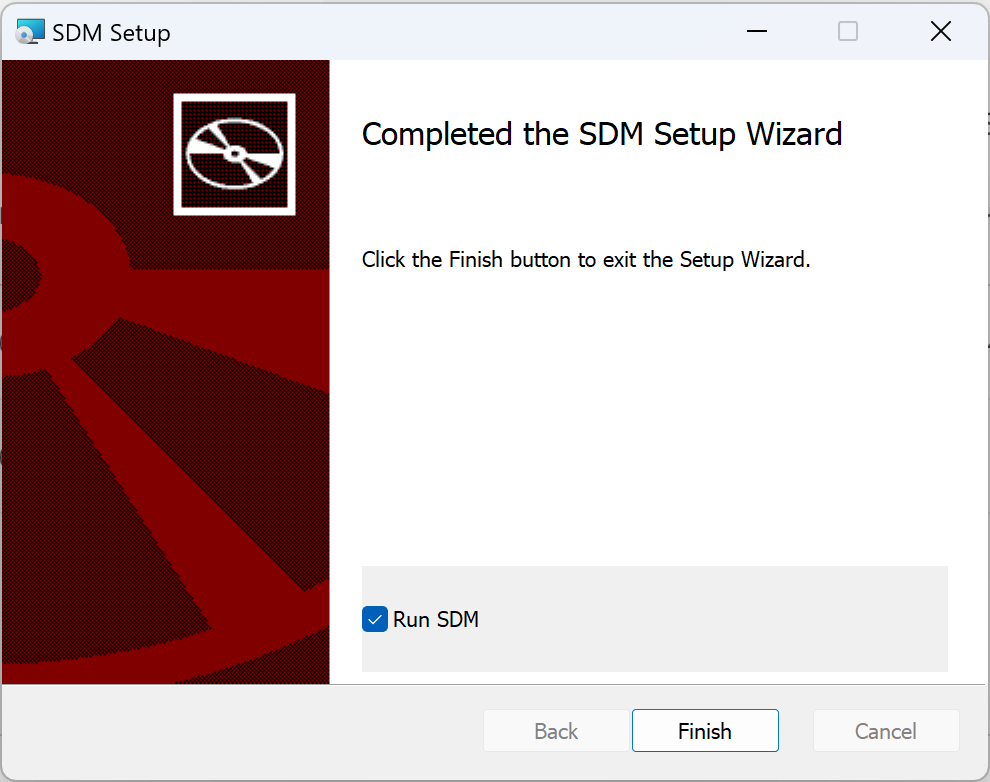 SDM Setup Wizard > Completed SDM Setup Wizard