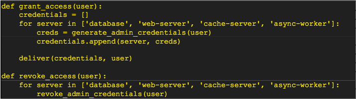 Pseudo-code scripting credential access