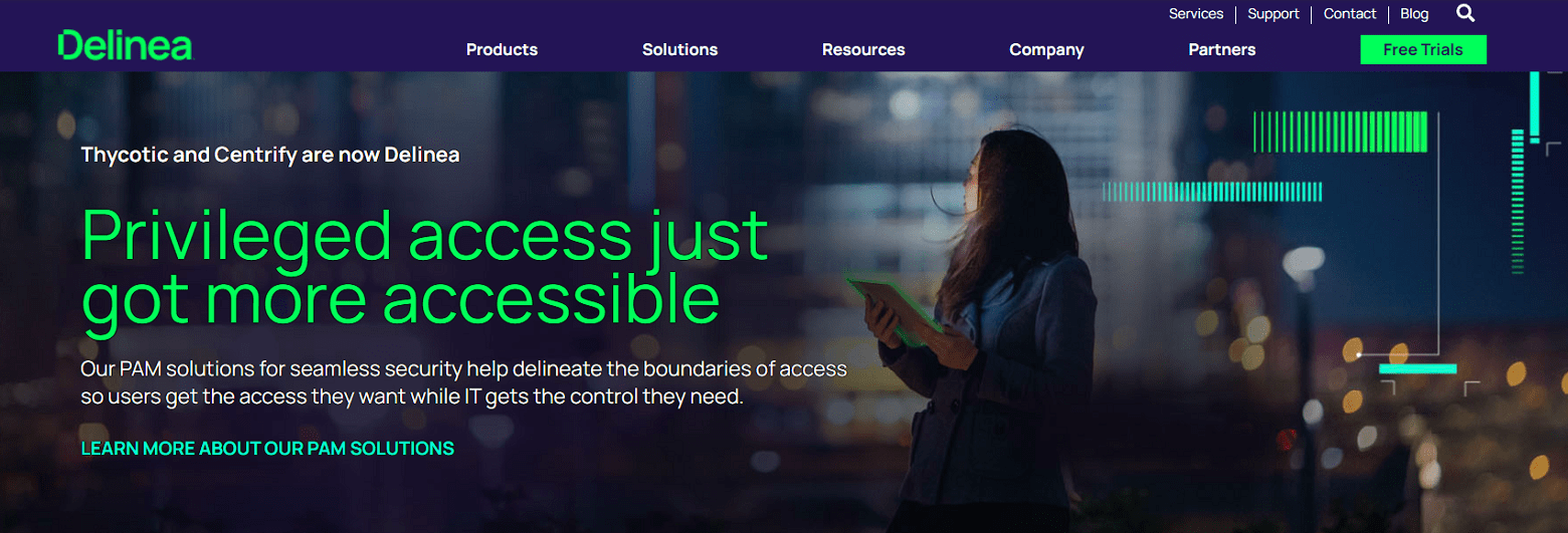 Legacy PAM Solution Delinea homepage screenshot