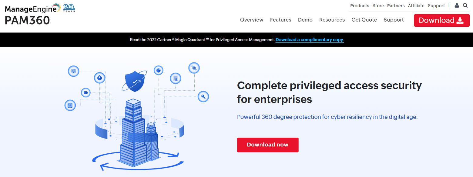 ManageEngine PAM360 website screenshot