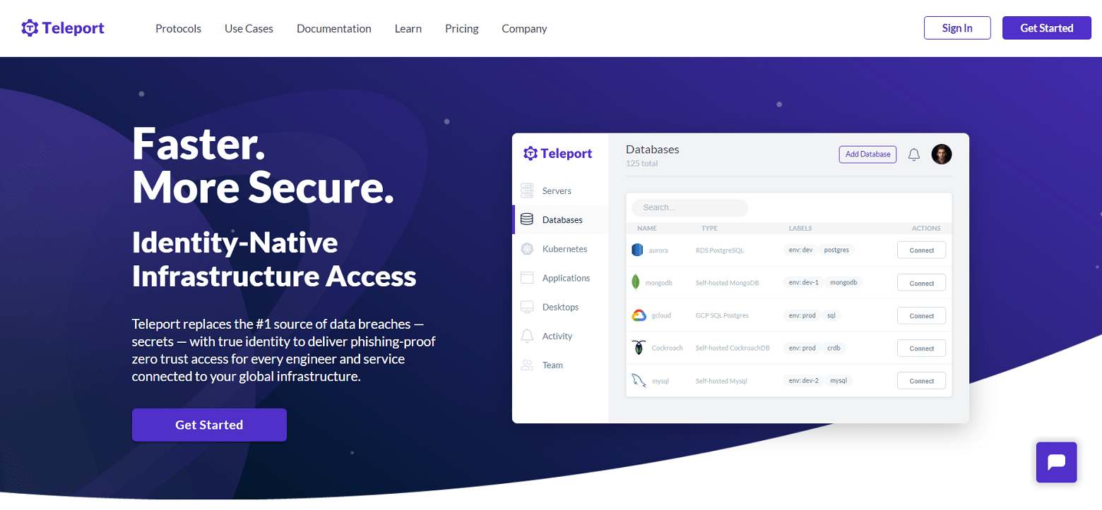 PAM tool Teleport homepage screenshot